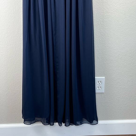 Dessy Collection Midnight Blue Sleeveless Draped Chiffon Maxi Dress 8/Small NWT - Picture 10 of 13